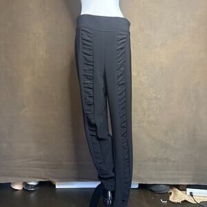Joseph Ribkoff Black Ruched Satin Front Pull-On Pants Size 12 Made in Canada